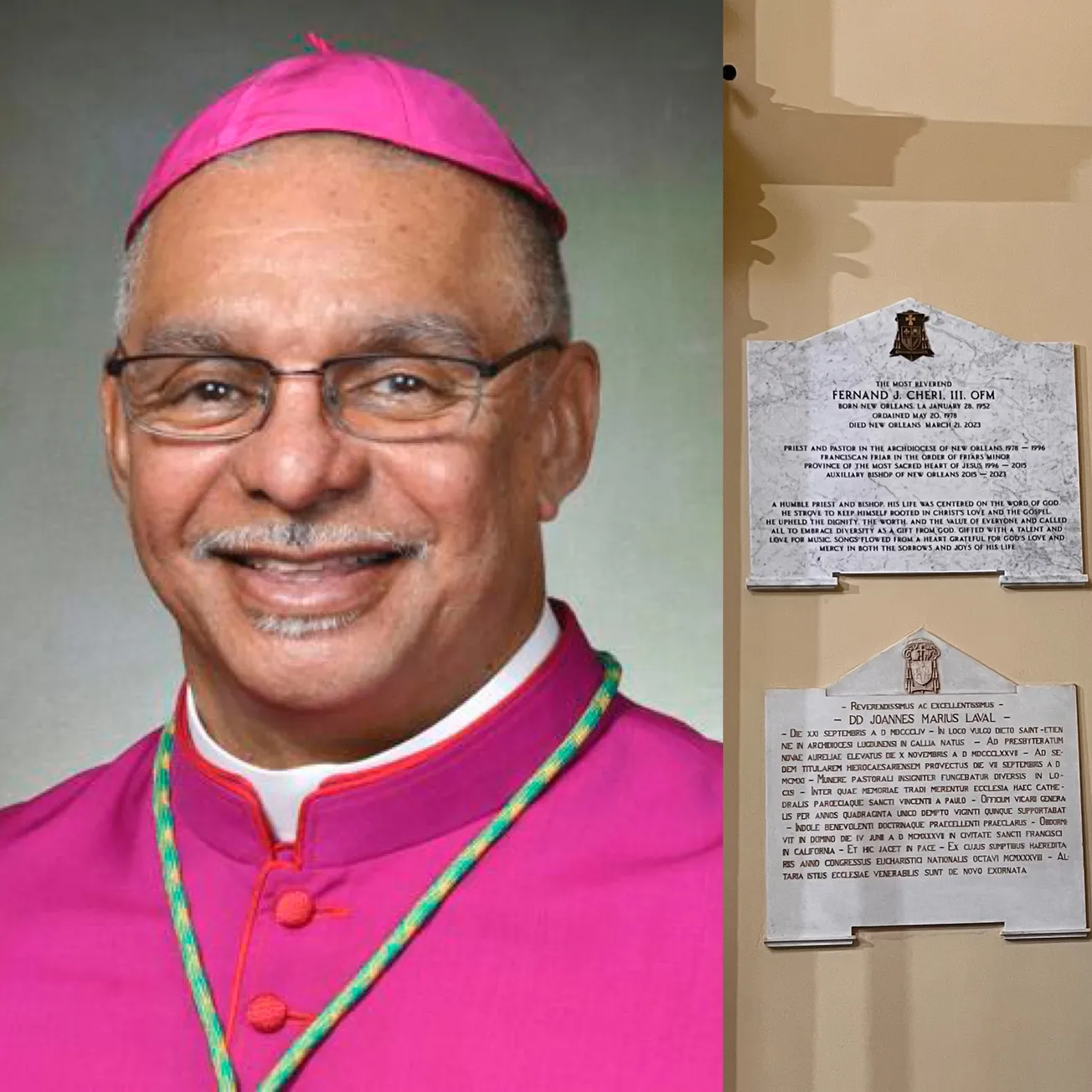 Cathedral plaque honors late Bishop Fernand Cheri III of New Orleans